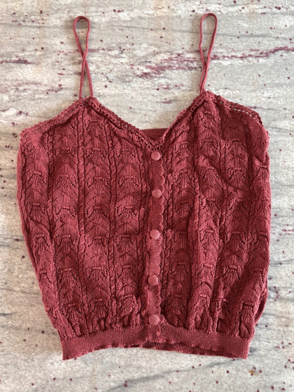 Knit Autumn Womens V Neck Crop Stretch Camisole - Burnt Orange Anewsta Size S